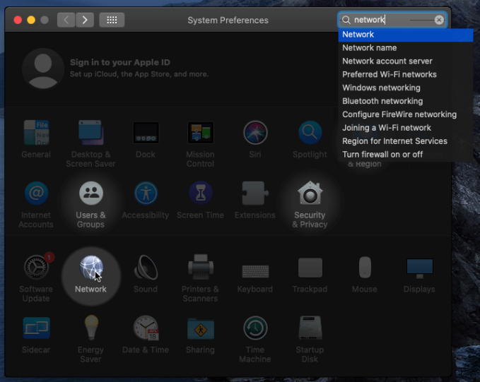 macos network preference button