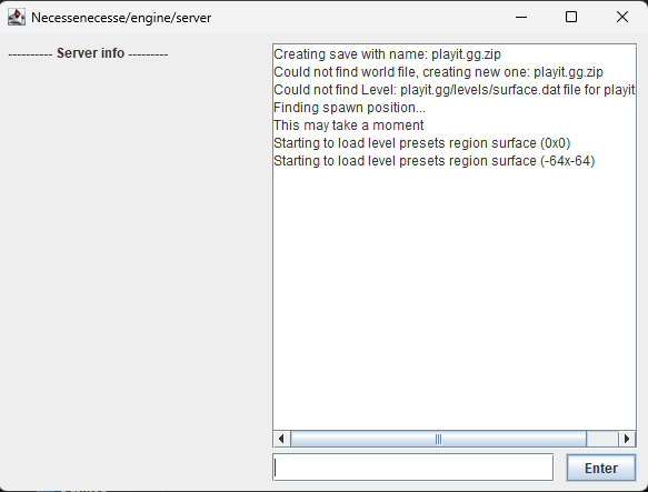 Necesse server console, 1